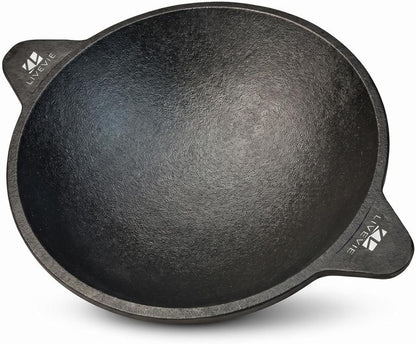 LIVEVIE Cast Iron Appam Pan, 8.5 inch Pre-Seasoned, Rough Surface, Works on Gas, Oven, BBQ & Campfire, Non-Toxic Heavy Duty Pan for Appam, Pancakes, Crumpets, Eggs & More