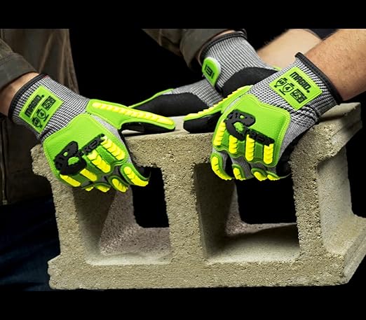 MAGID T-REX Flex Series Lightweight Impact Gloves, 12 Pair, NitriX Palm Coating, Size 9L, Black  Green