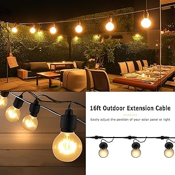 Waterproof Extension Cord, 2 Pin Outdoor Extension Cable with Male and Female Connectors, Wire for Duewot Solar Outdoor String Strip Lights Garden lamp