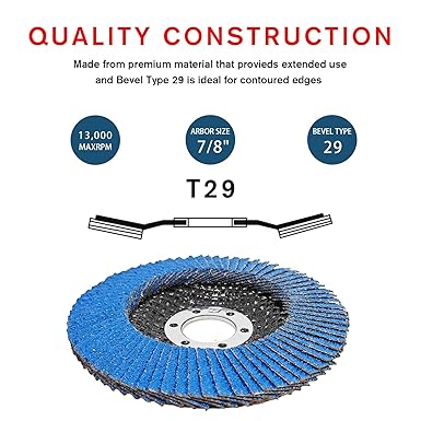 EILIDH Blue Sand 4 1/2 x 7/8-Inch Zirconia Type 29 Flap Disc,Sanding Disc for Grinding, Rust Removal,Finishing Grinding Disc (10 Pack)-40Grit
