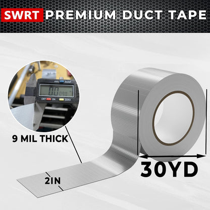 SWRT 3-Pack Silver Heavy Duty Duct Tape Strong Adhesive, 2 Inch x 720 Yd Duct Heavy Duty Waterproof All Weather Gray Duct Tape No Residue Sealing & Patching for Indoor&Outdoor Repair