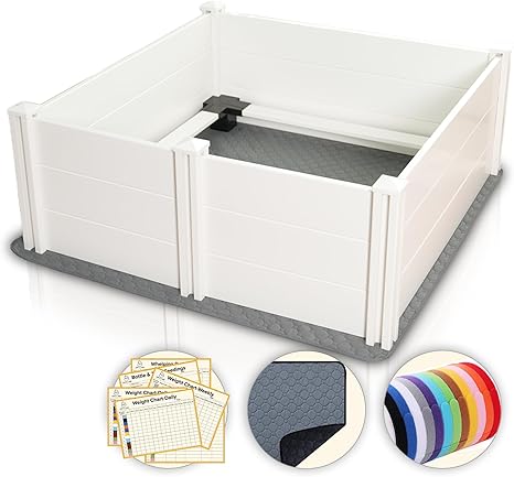 48" x 48" Whelping Box for Large Breed Dogs with Rails, Suitable for LargeMedium Dogs, White