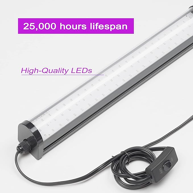 UV Black Light Bar, 25W Upgraded LED Blacklight Tube,395-405nm, Light Up 15x15ft Area, PlugSwitch5ft Power Cord, Black Lights for Glow Party, Posters, Room, Bedroom Decor, Halloween, Birthday