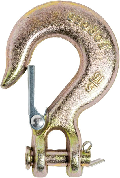 Hi-Gear Clevis Slip Hooks with Latch Safety Chain for 516'' Tow Chain, 4,300 LBS Working Capacity, Grade 70, ATV Quad Winch Cable Chain, Hook Tie Down for Towing