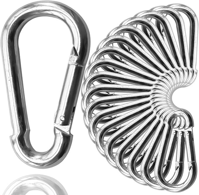 30Pack Heavy Duty Spring Snap Hooks 4Inch, 38Au Carabiner Clips for Swing, Large Steel Chain Quick Links Safety Buckle Connector for Hammock Fitness Gym Outdoor Boating, M10 Snap Hook Carabiners