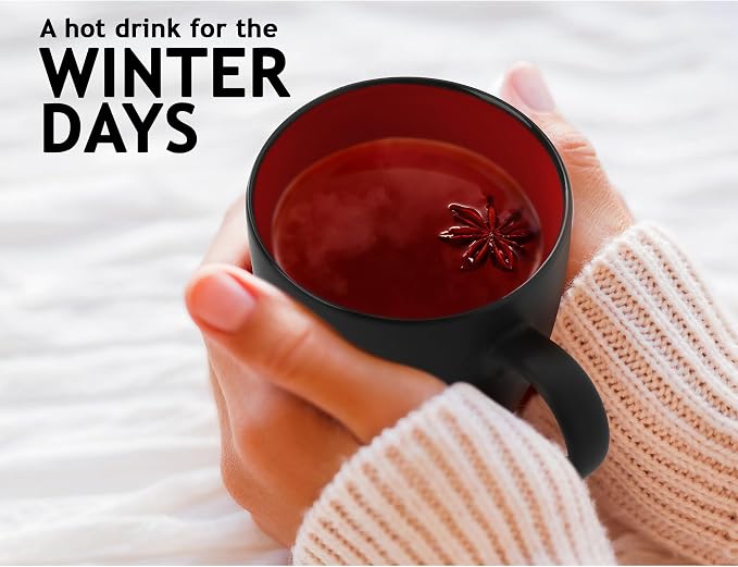 MIAMIO - Coffee Mugs Set of 6 (12 oz) - Le Papillon (Red) - Daily Table Set Ceramic coffee mugs for coffee, cappuccino and tea, 12 oz for everyday use - dishwasher safe - practical for daily use