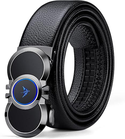 VANNANBA Mens Belts Leather Ratchet Dress Belt with Automatic Sliding Buckle, Designer Works Belts for Jeans Pants