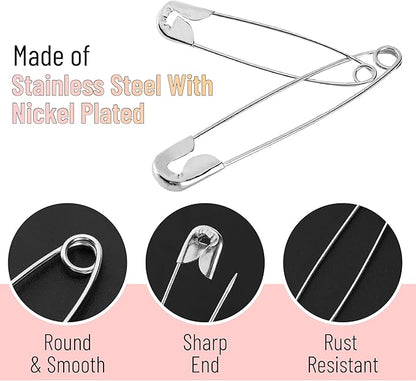 Mr. Pen- Safety Pins Assorted, 400 Pack, 5 Different Sizes, Silver, Assorted Safety Pins, Safety Pin, Small Safety Pins, Safety Pins Bulk, Large Safety Pins, Safety Pins for Clothes