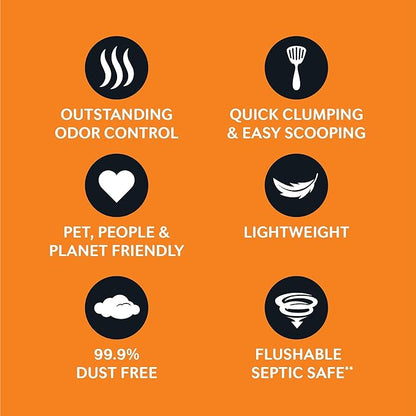 WORLD'S BEST CAT LITTER Low Tracking & Dust Control Multiple Cat Unscented 15-Pounds - Natural Ingredients, Quick Clumping, Flushable & Made in USA - Long-Lasting Odor Control & Easy Scooping
