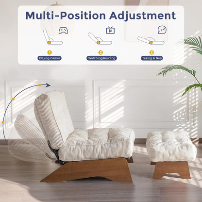 MAXYOYO Accent Chair (ottoman not included), Lounge Chair with Adjustable Backrest Tufted Living Room Chair Upholstered Lounge Chair, Modern Chair for Reading Room, White
