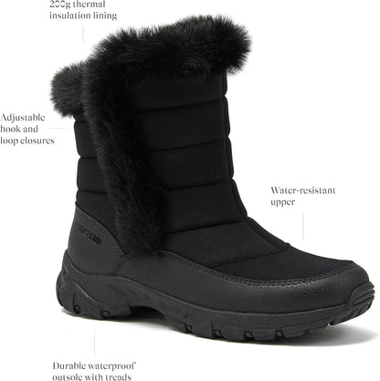 Expedition Waterproof Insulated Womens Snow Boots, Lace Up or Slip On Winter Boots for Women, Medium or Wide Width Sizes 6 to 11, Black, Brown, Blue, White or Grey Winter Shoes