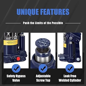 BIG RED AT91203UR Torin Welded Hydraulic Car Bottle Jack for Auto Repair and House Lift, 12 Ton (24,000 lb), Blue