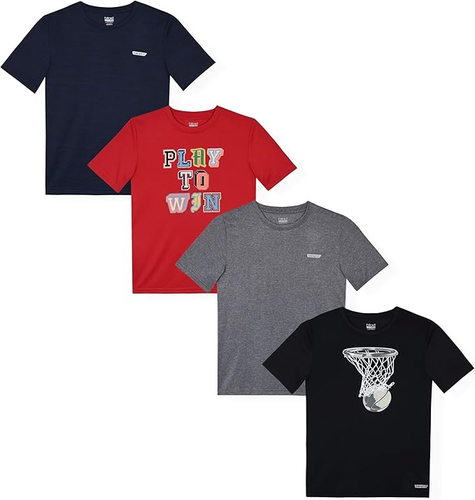 Hind Boys T-Shirt 4-Pack Quick-Dry Long and Short Sleeve Athletic Tops for Boys Clothing