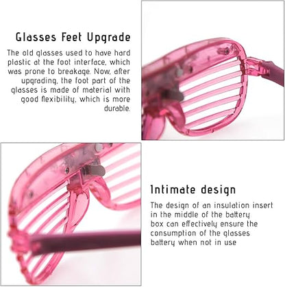 Light Up Glasses, LED Glasses, Glasses Glows in The Dark, Neon Flashing Glasses, 3 Modes, Battery Powered