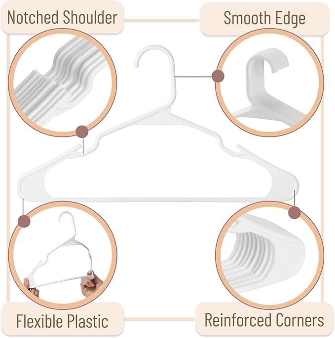Mr. Pen 10 Pack White Plastic Clothes Hangers - Shirt Hangers for Closet