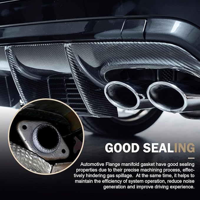 2PCS Exhaust Manifold Gasket, 2.5inch Sealed Exhaust Manifold Gasket, Prevent Leaking Between Exhaust Pipe and Exhaust Manifold, Universal Replacement Donut Gasket