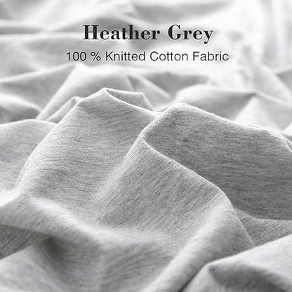 PURE ERA Jersey Knit Duvet Cover Set 100 T-Shirt Cotton Super Soft Comfy 3pc Bedding Set with Zipper Closure (Heather Grey, King)