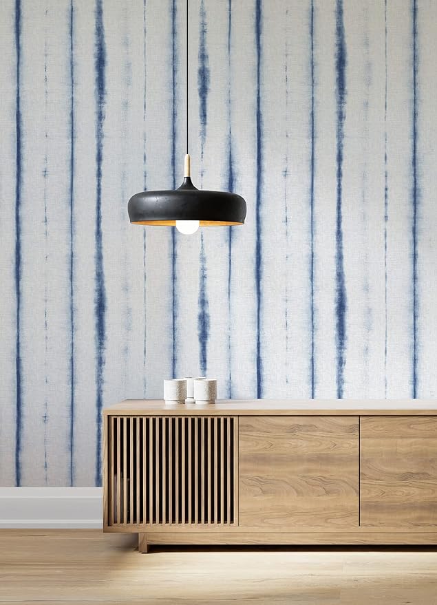 REMIX Walls by Katie Hunt Brewster Home Fashions Hello Shibori Denim Blue Wall Mural