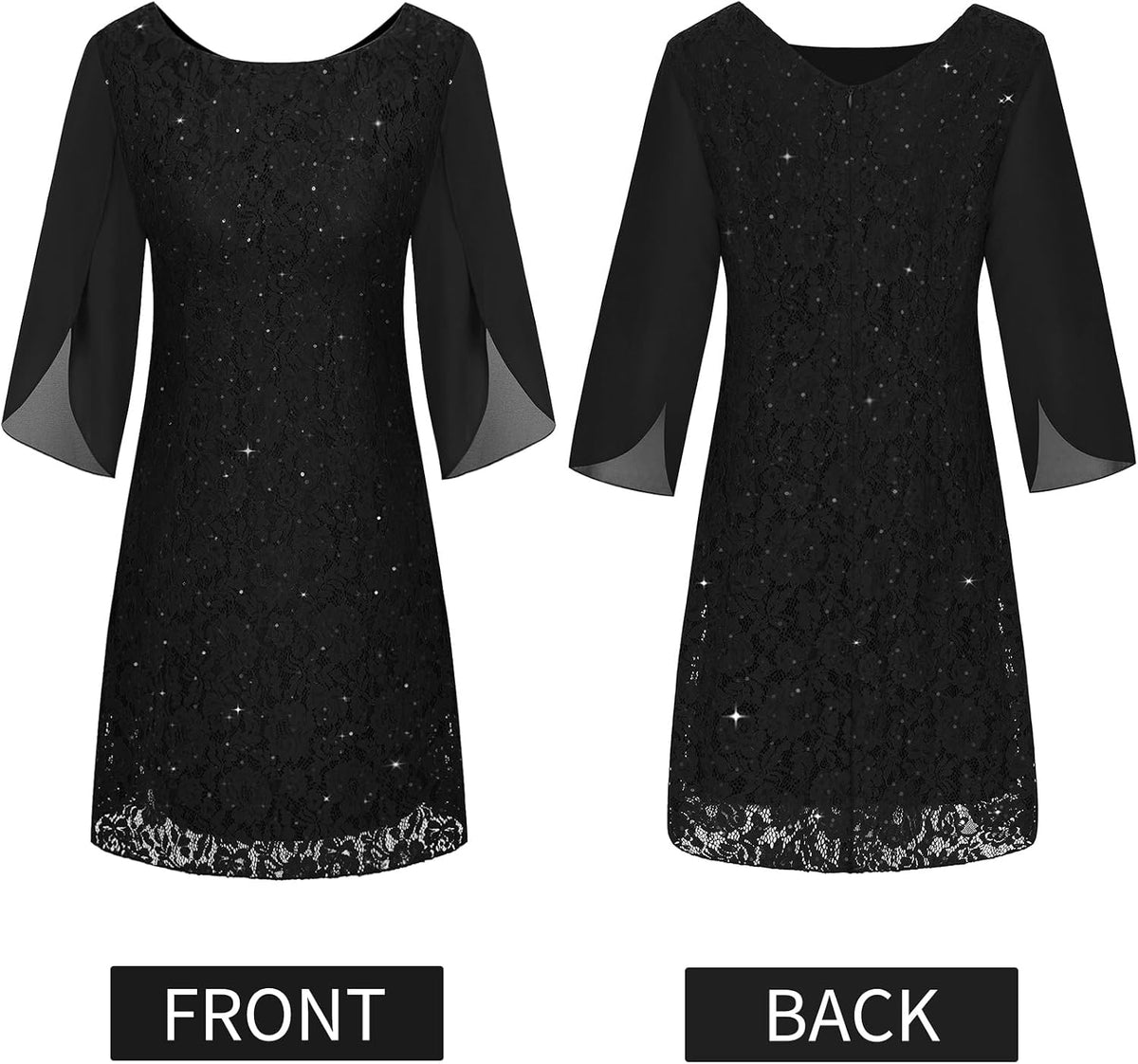 COOAN Wedding Guest Cocktail & Formal Dresses for Women - Lace Sequin Prom Evening Dress.
