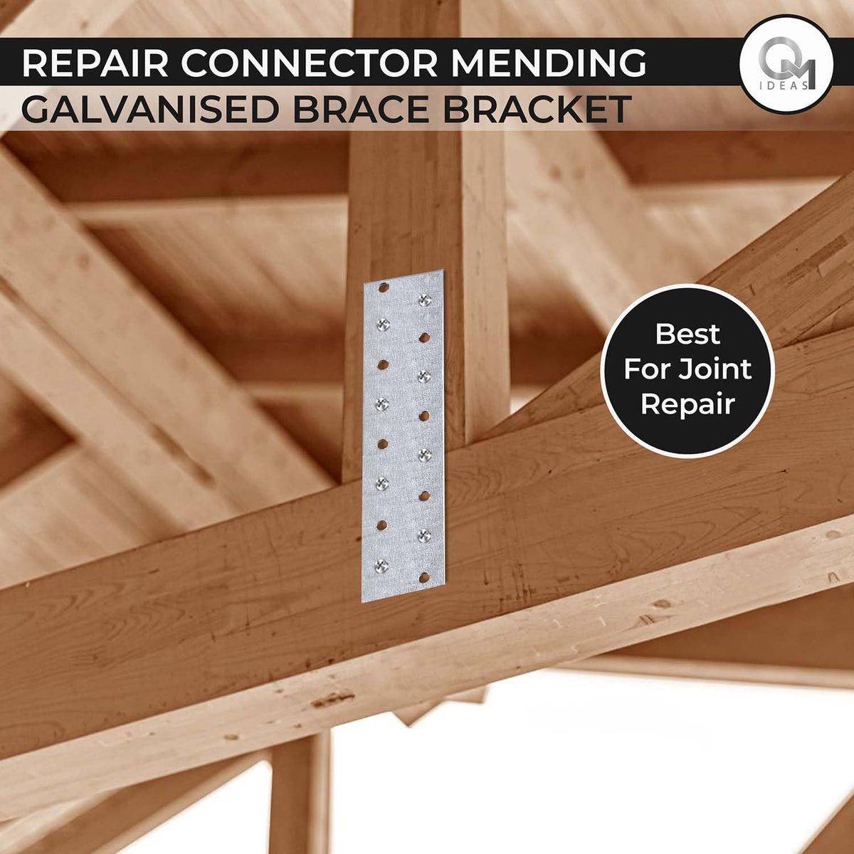 10 Pack Flat Joining Nail Plates (6.30" x 1.57" x 0.08") Connecting Perforated Metal Brace Bracket Timber Wood Fixing Galvanised Steel Repair Connector