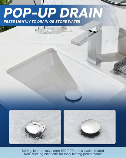 ARCORA Pop Up Sink Drain with Overflow, Chrome Bathroom Sink Drain, Pop Up Drain for Vessel Sink