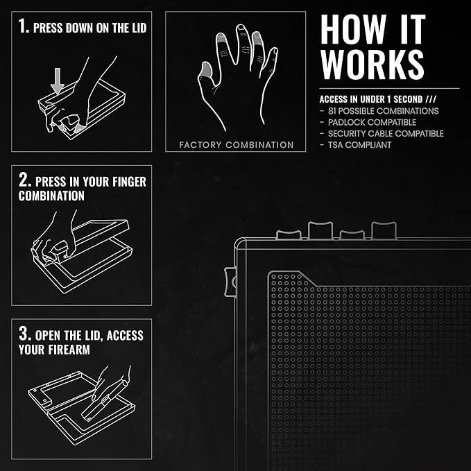 STOPBOX PRO Gun Safe Alternative for Handgun Storage, Instant Access Portable Gun Case, TSA Compliant Gun Lock Box for Car or Travel Safe Box, Quick Access Handgun  Black - 2PK (Compact Only)