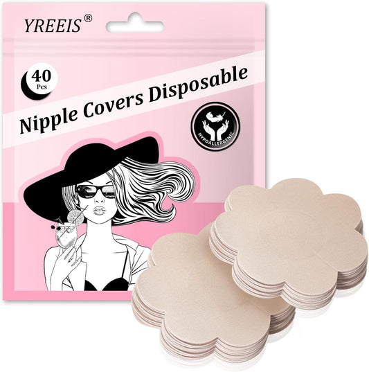 10 Pcs Nipple Covers For Women Hypoallergenic Disposable Adhesive Nipple Pasties No-Show Satin Breast Petals Stickers