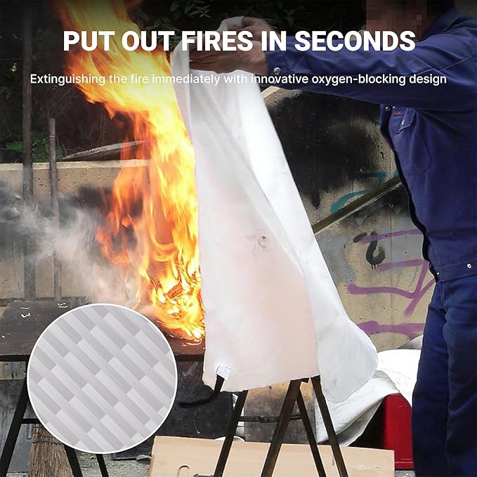 Lancryen 2025 Emergency Fire Blanket, Fire Extinguisher Blanket, Fire Suppression Fabric Flame Retardant Towel Flame Safety Cloth for Home, Kitchen, School, Grill, Car, Office, Warehouse(40 x 40)