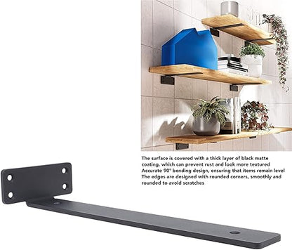6Pcs Floating Shelf Bracket, 12 Inch 90° Bending Wall Shelf Bracket for Kitchen Study, High Load Bearing Capacity 1/5 Inch Thick Heavy Duty Industrial Shelf Bracket