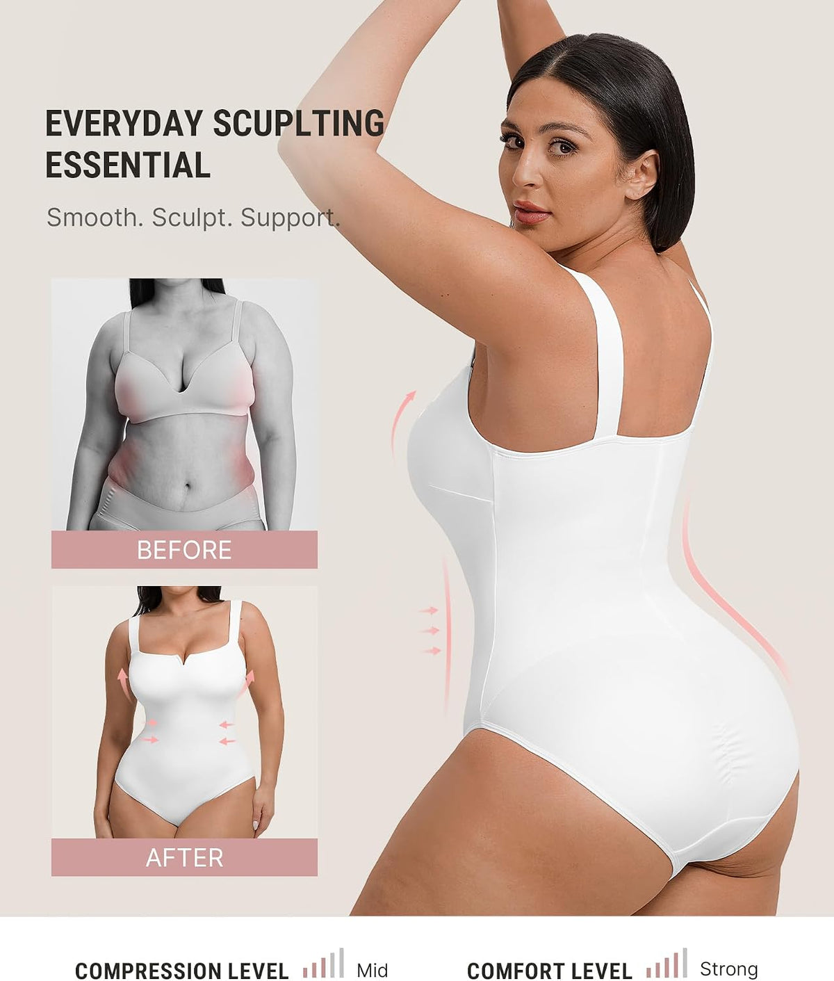 Square Neck Shapewear Bodysuit for Women Sleeveless Tummy Control Slimming Bodysuit Going Out Tank Tops