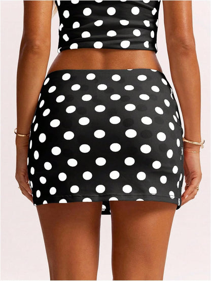 Milumia Women's Y2K Polka Dots Mini Skirts Built in Shorts | Low Waisted, Bodycon, High Stretch, Party, Casual, Festival, Going Out, Back to Schools