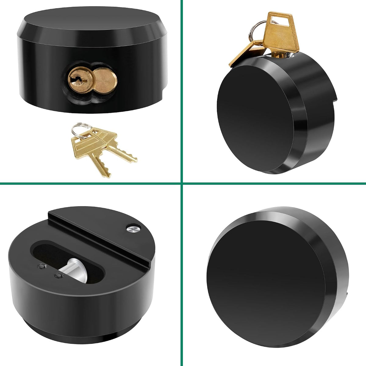 1 Piece Hidden Shackle Padlock, Heavy Duty Puck Lock for Trailers, Van Locks Keyed Alike Trailer Puck Padlocks with Enlarged Puck Lock for Vans, Black (Cosmetic Scratches)