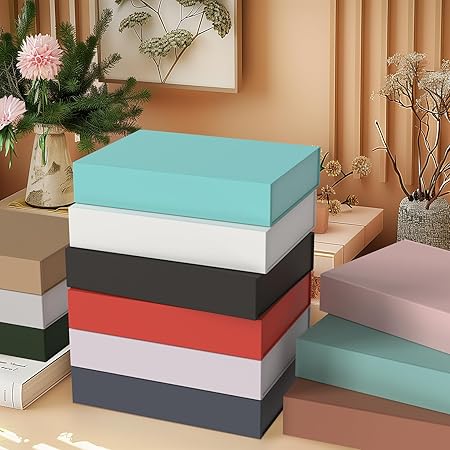 5 Pack Gift Boxes with Lids, 11 x 8.2 x 2.3 Inches Packing Box for Presents Ribbon Magnetic Closure, Luxury Wrapping Gift Boxes for Weddings, Birthdays, Chrismas, Halloween, Silver