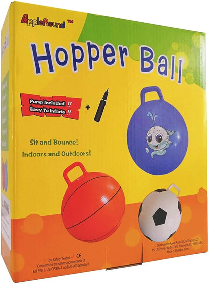 AppleRound Hippity Hoppity Jumping Ball with Pump, Bouncy Ball with Handle, 20in50cm Diameter for Age 7-10, Kangaroo Bouncer, Space Hopper with Handle for Children, Printed Design (Girl)