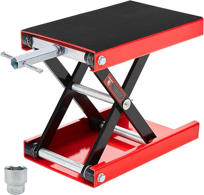Donext Motorcycle Lift Scissor Jack, 1200 LB Capacity Wide Deck Hoist Stand Maintenance Bikes ATVs Garage Repair Center Stand Lift Jack, Red