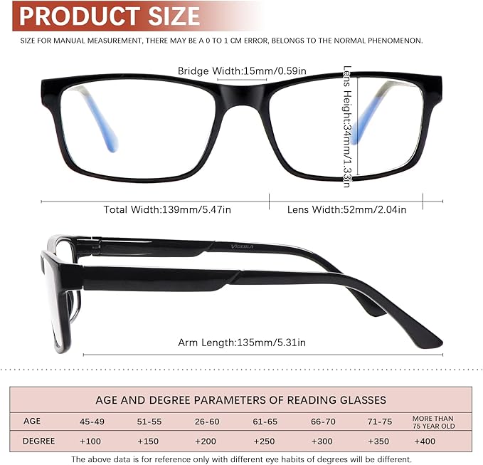 Reading Glasses for WomenMen Blue Light Blocking, Computer Readers Anti Eye Strain Blocker Eyeglasses 6 Packs