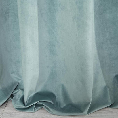 Villa Soft Plain Opaque Velvet Curtain with Eyelets - 1 Unit, Fluffy Panel Drape Classic Glamour Elegant Living Room, Bedroom, 290 g/m2, W55 x L98, Sea Green