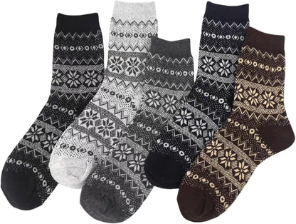 5 Pairs mens Wool Socks Winter Soft Cozy Crew Socks Thick Warm Wool Knit Boots Socks for men