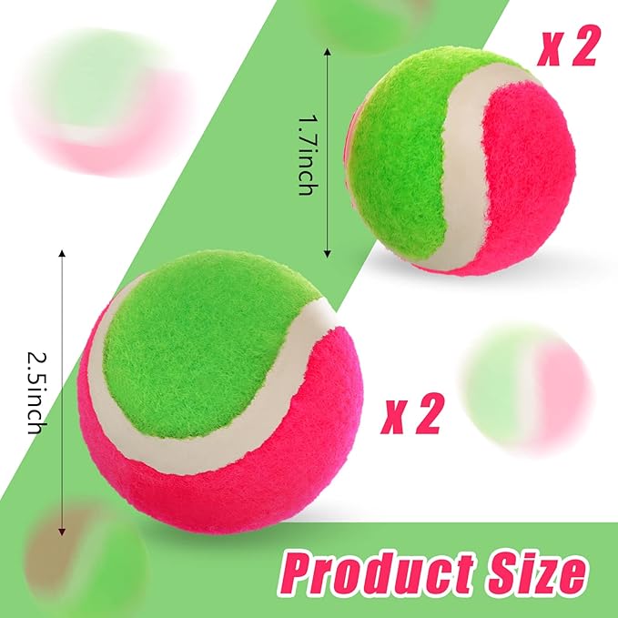 Hanaive 4 Pcs 2 Size Toss and Catch Ball Game Replacement Balls Catch Set for 3 4 5 6 7 8 9 10 Year Boys Girls Adults, 2.5 inches and 1.8 inches