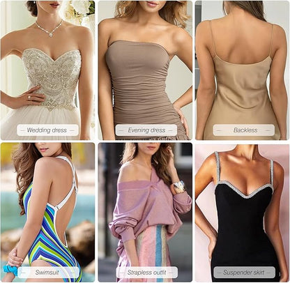 Queensecret Adhesive Bra, Push up Strapless Self-Adhesive Bra, Invisible Silicone Bra for Backless Dress (Size: B)