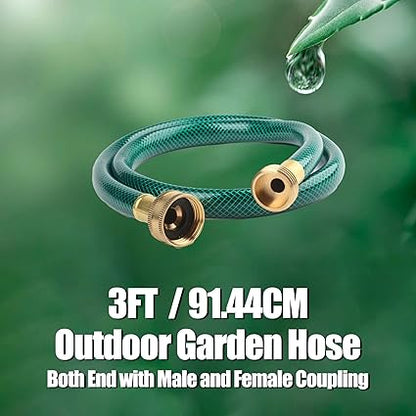 12" 3 FT Outdoor PVC Garden Hose for Lawns, Water Hose, Boat Hose, Flexible Durable and Leakproof, Solid Brass GHT Connector(Green, 3FT)