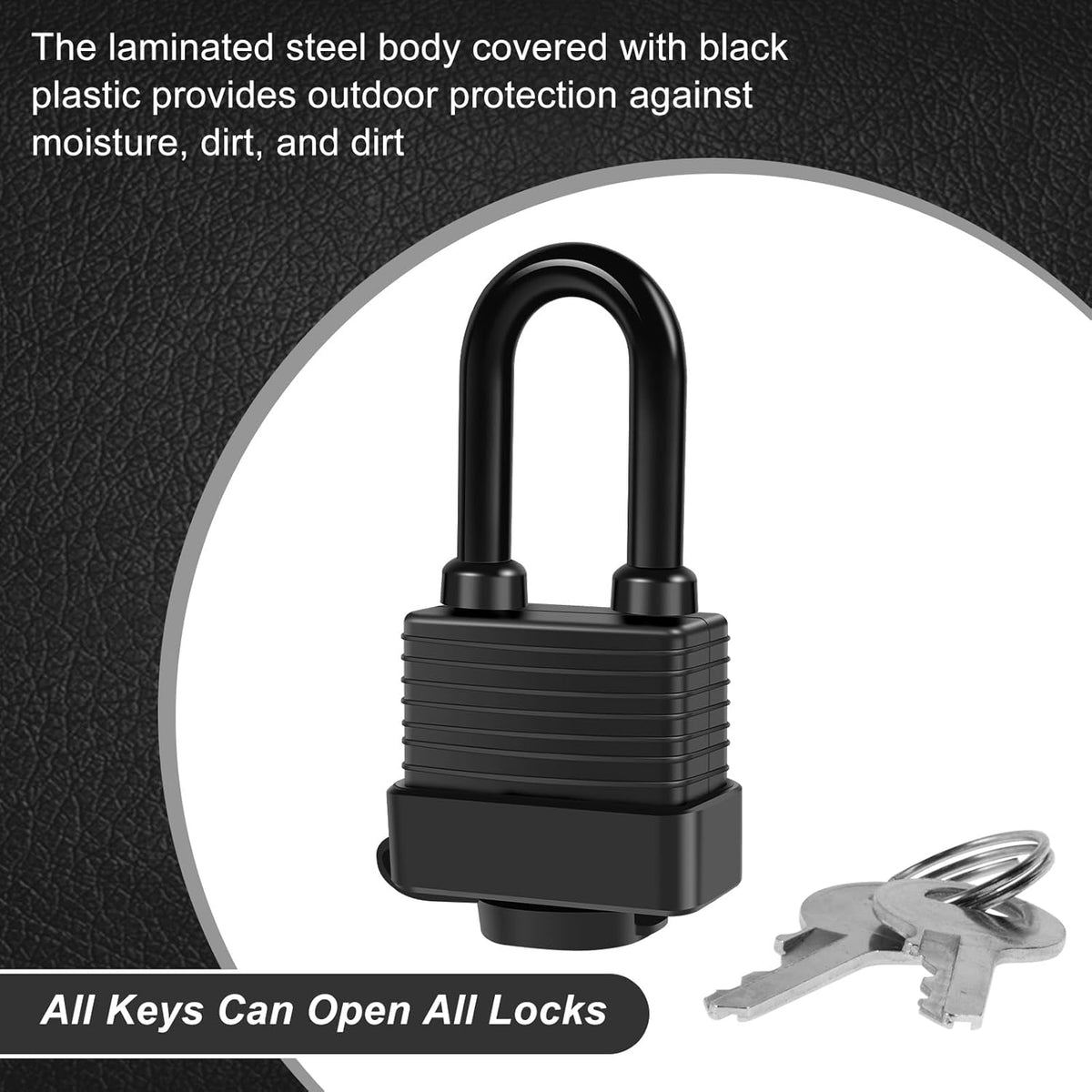 Padlocks Keyed Alike for Outdoor use, Pack of 6, Laminated Steel Lock Set Safety Padlock,Waterproof Heavy Duty Outdoor Security Lock for Outdoor(Black)