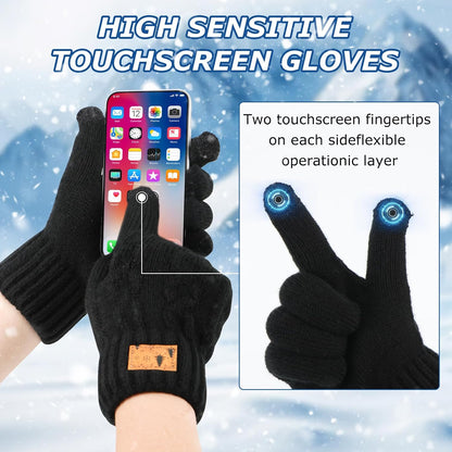 1 Pairs Winter Gloves for Men Women, Upgraded Touchscreen Gloves, Cold Weather Thermal Wool Warm Knit Glove