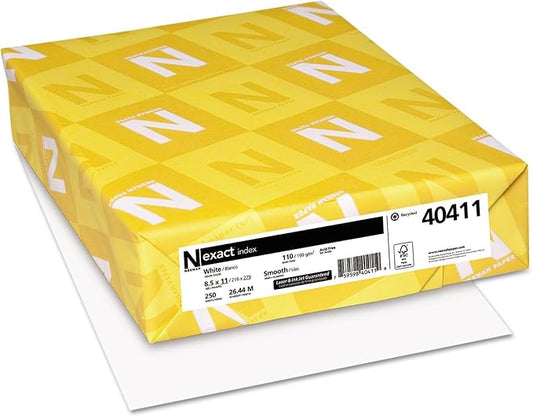 Neenah Paper Exact Index Card Stock, 110 lbs, 8-12 x 11, White, 250 SheetsPack