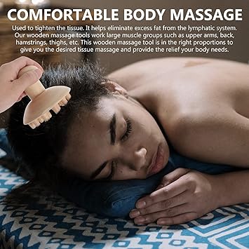 EXCEART Mushroom Wood Massager Wooden Full Body Massage Tools Hair Brush Massager for Lymphatic Drainage Scalp Hair Growth Anti- cellulite Muscle Release 10. 5X10. 5X10CM