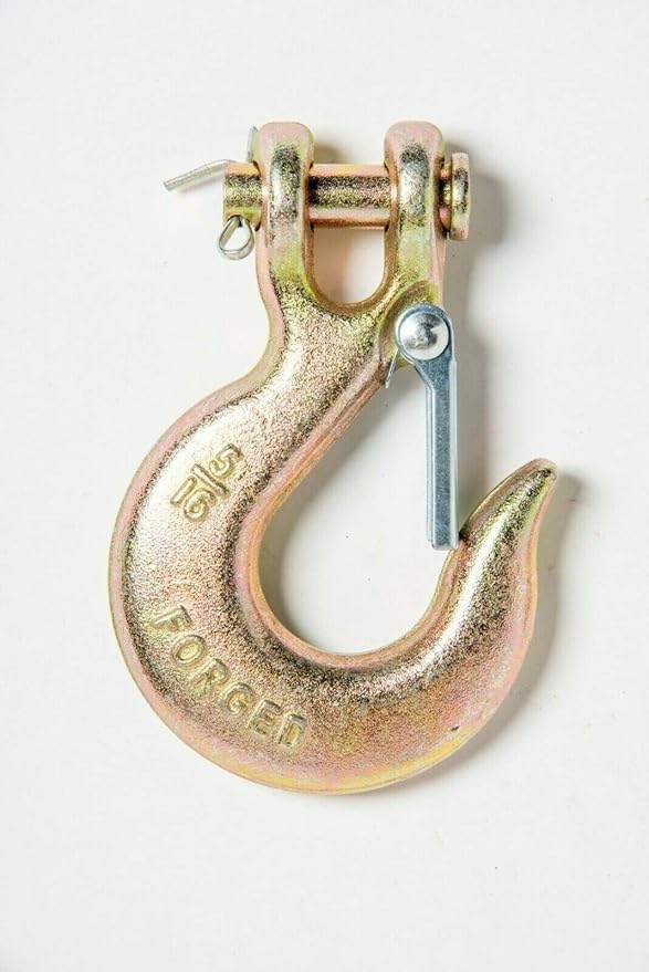 Hi-Gear Clevis Slip Hooks with Latch Safety Chain for 516'' Tow Chain, 4,300 LBS Working Capacity, Grade 70, ATV Quad Winch Cable Chain, Hook Tie Down for Towing