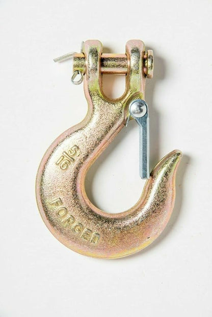 Hi-Gear Clevis Slip Hooks with Latch Safety Chain for 516'' Tow Chain, 4,300 LBS Working Capacity, Grade 70, ATV Quad Winch Cable Chain, Hook Tie Down for Towing
