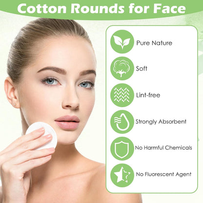 100 Pcs Cotton Rounds Bulk, Makeup Remover Pads 2Pack with 50 Count Each Facial Cleansing Pads for Face, Eye Makeup Removal