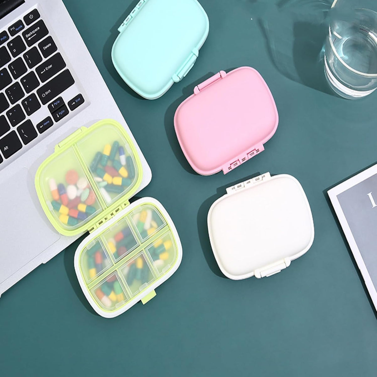Mini 8-Compartment Pill Box Portable dust-Proof Sealed Small Pill Box sub-Packing Storage Box