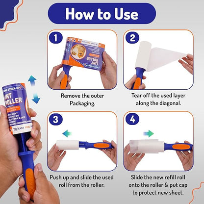 Lint Rollers for Pet Hair Extra Sticky - Includes 420 Sheets6 Lint Roller Refills with 2 Durable Handles  1 Cover - Pet Hair Roller for Clothes - Lint Remover for Clothes, Furniture, Carpet etc